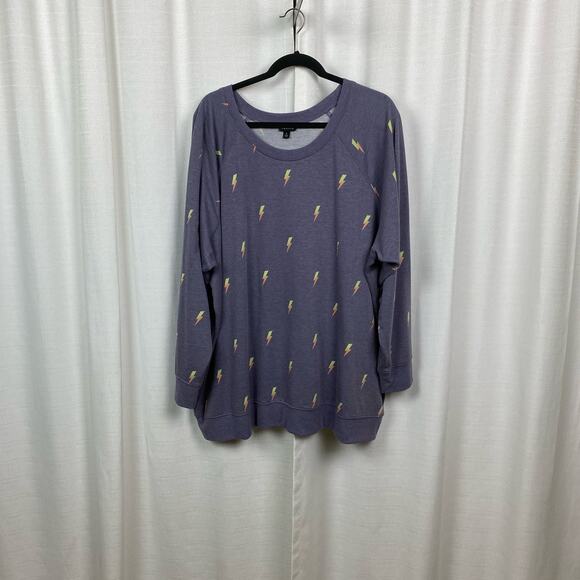 Torrid Purple Lightning Bolt Lightweight French Terry Sweatshirt Sz.4 - Picture 6 of 14